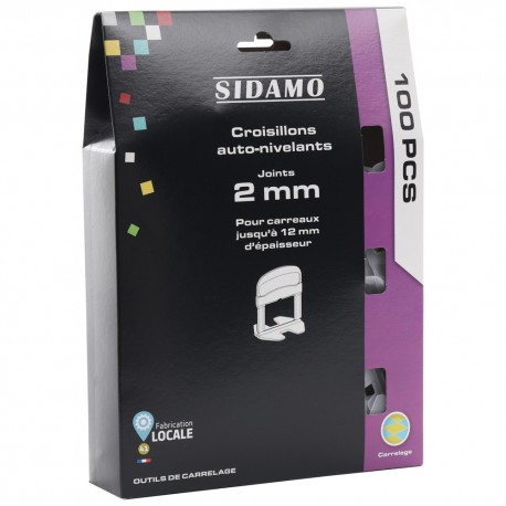 ETUI DE 100 CROISILLONS AUTO-NIVELANTS JOINT 2 MM H : 3 A 12 MM