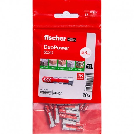 Cheville bi-matière DuoPower 6 x 30 sans vis